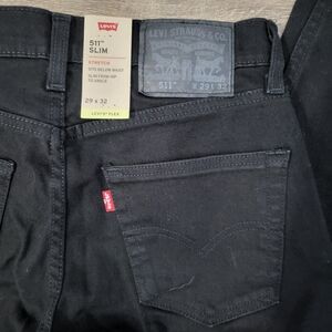 NWT Levi's 511 Jeans Men’s 29X32 Black Slim Fit Taper Denim Pants 100% Cotton